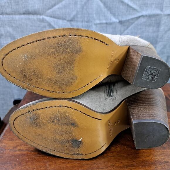 Coach Hewes Tan Suede Ankle Boots Heels Sz 6B - Picture 8 of 13
